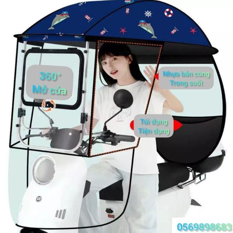 Mái che xe máy, phụ kiện xe máy, mái che, bạt phủ xe máy, bạt che xe máy, áo trùm xe máy 550 rèm cạnh cửa mở xoay 360°-duoc-ban-tai-Mái che xe máy và xe điện Thiên Linh