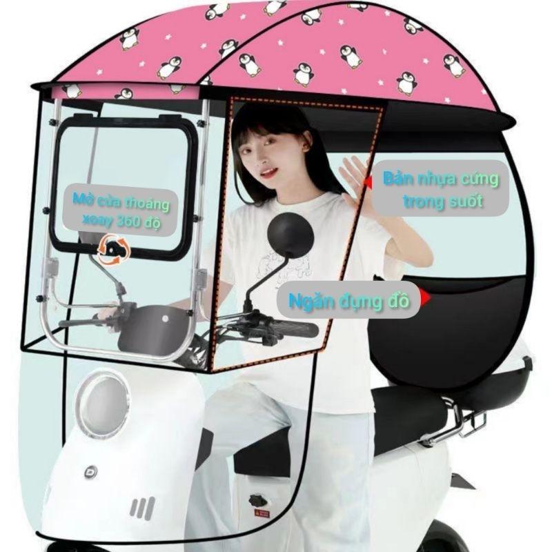 Mái che xe máy, phụ kiện xe máy, mái che, bạt phủ xe máy, bạt che xe máy, áo trùm xe máy 550 rèm cạnh cửa mở xoay 360°-duoc-ban-tai-Mái che xe máy và xe điện Thiên Linh