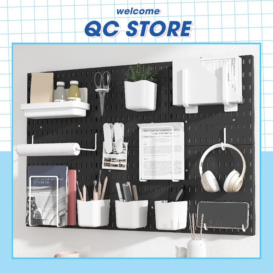 Pegboard kệ decor bàn học trang trí góc làm việc giá lưu trữ để đồ đa năng treo tường bảng đục lỗ decor phòng học QC-duoc-ban-tai-QC Store