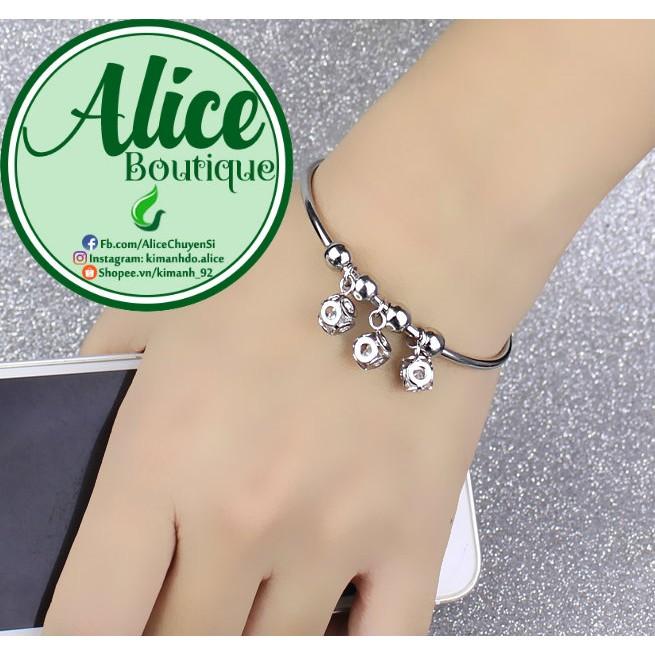 Vòng tay inox thời trang Hàn Quốc xúc xắc cách điệu-duoc-ban-tai-Alice Boutique