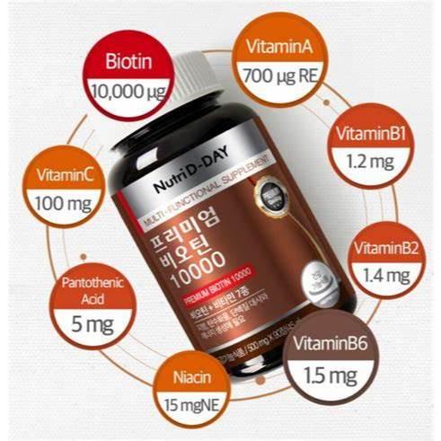 Viên uống Premium Biotin 10000 NUTRI D-DAY - Giúp giảm rụng tóc, mọc tóc, đẹp da & móng-duoc-ban-tai-Alice Boutique