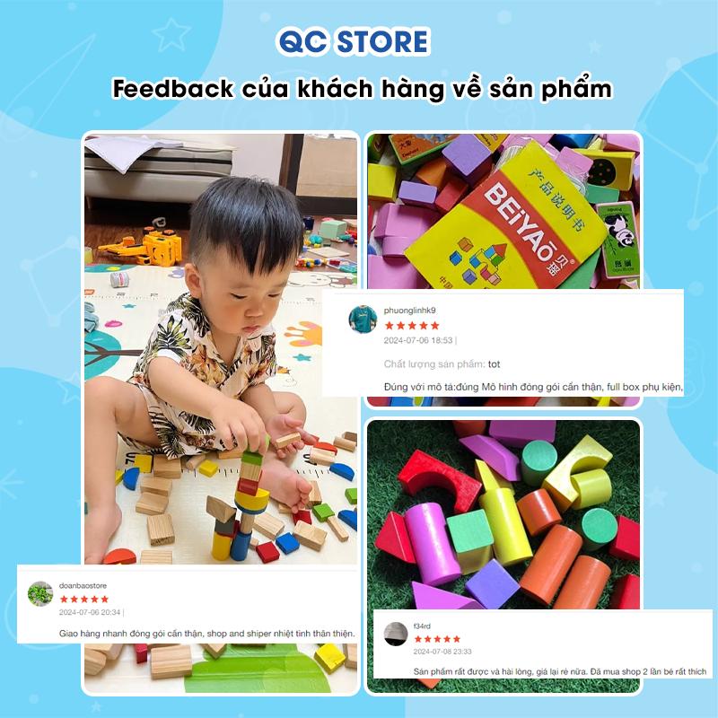 Đồ chơi xếp hình khối bằng gỗ bộ xếp hình xây dựng nhiều màu sắc 100 chi tiết cho bé QC Store-duoc-ban-tai-QC Store