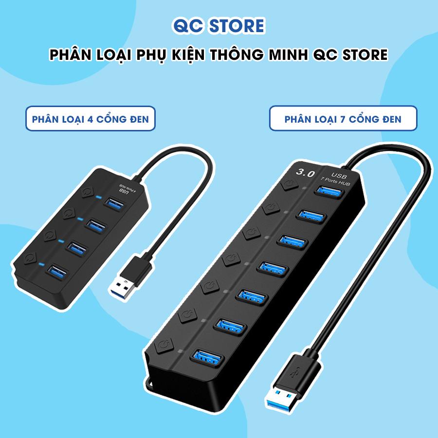 Bộ Chia 7 Cổng 4 cổng USB 3.0 2.0 Hub mở rộng cho máy tính tốc độ cao có công tắc LED QC Store-duoc-ban-tai-QC Store