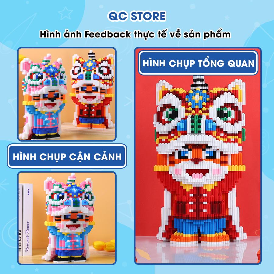 Đồ chơi lắp ráp tết thần tài hổ đầu lân 30 - 35cm hổ múa lân to đẹp QC Store-duoc-ban-tai-QC Store