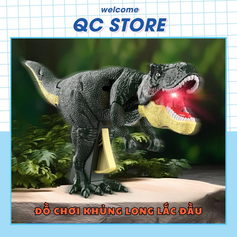 Đồ Chơi Khủng Long Lắc Đầu Cho Bé Trai Bé Gái Vô Tri Xoay 180 Độ Có Kèm Phụ Kiện Đèn Pin Âm Thanh Cực Kì Mới Lạ QC Store-duoc-ban-tai-QC Store