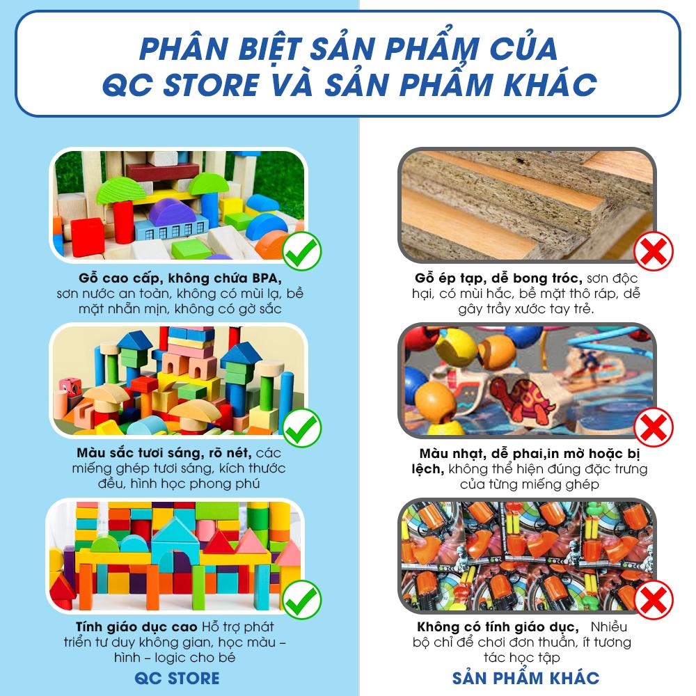 Đồ chơi xếp hình khối bằng gỗ bộ xếp hình xây dựng nhiều màu sắc 100 chi tiết cho bé QC Store-duoc-ban-tai-QC Store