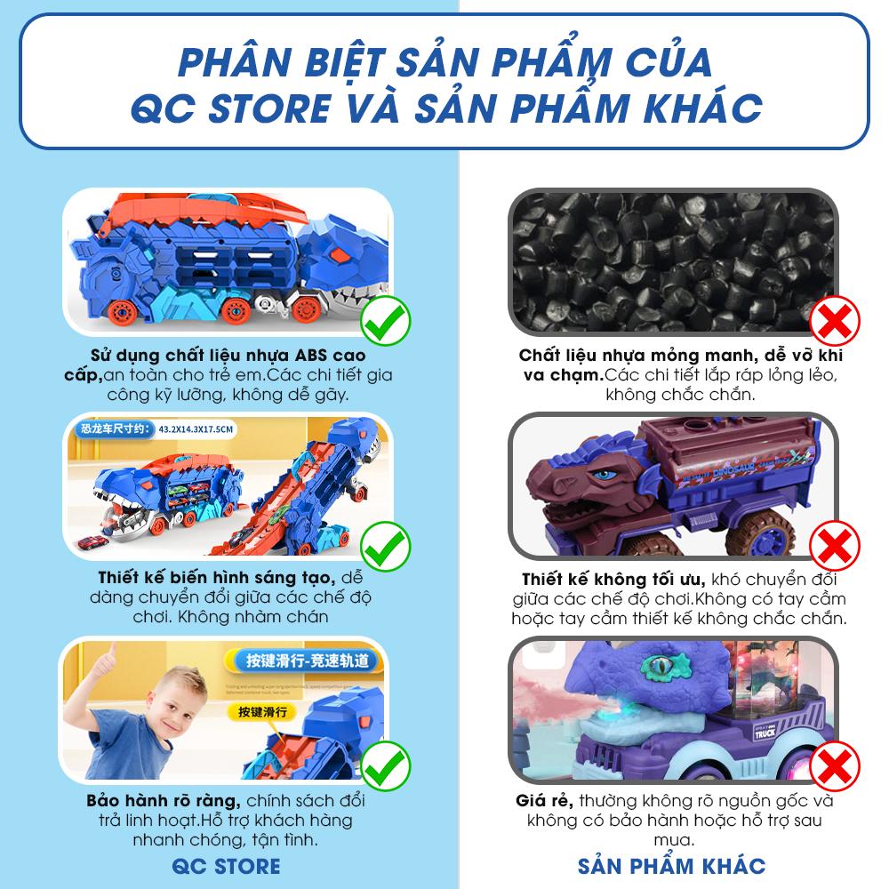 Ô tô khủng long đồ chơi nuốt xe biến hình đường đua cho bé tặng 4 xe kim loại giá rẻ QC Store-duoc-ban-tai-QC Store