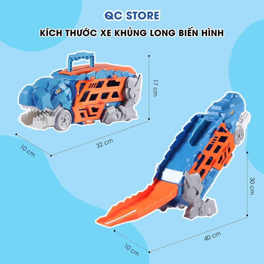 Ô tô khủng long đồ chơi nuốt xe biến hình đường đua cho bé tặng 4 xe kim loại giá rẻ QC Store-duoc-ban-tai-QC Store