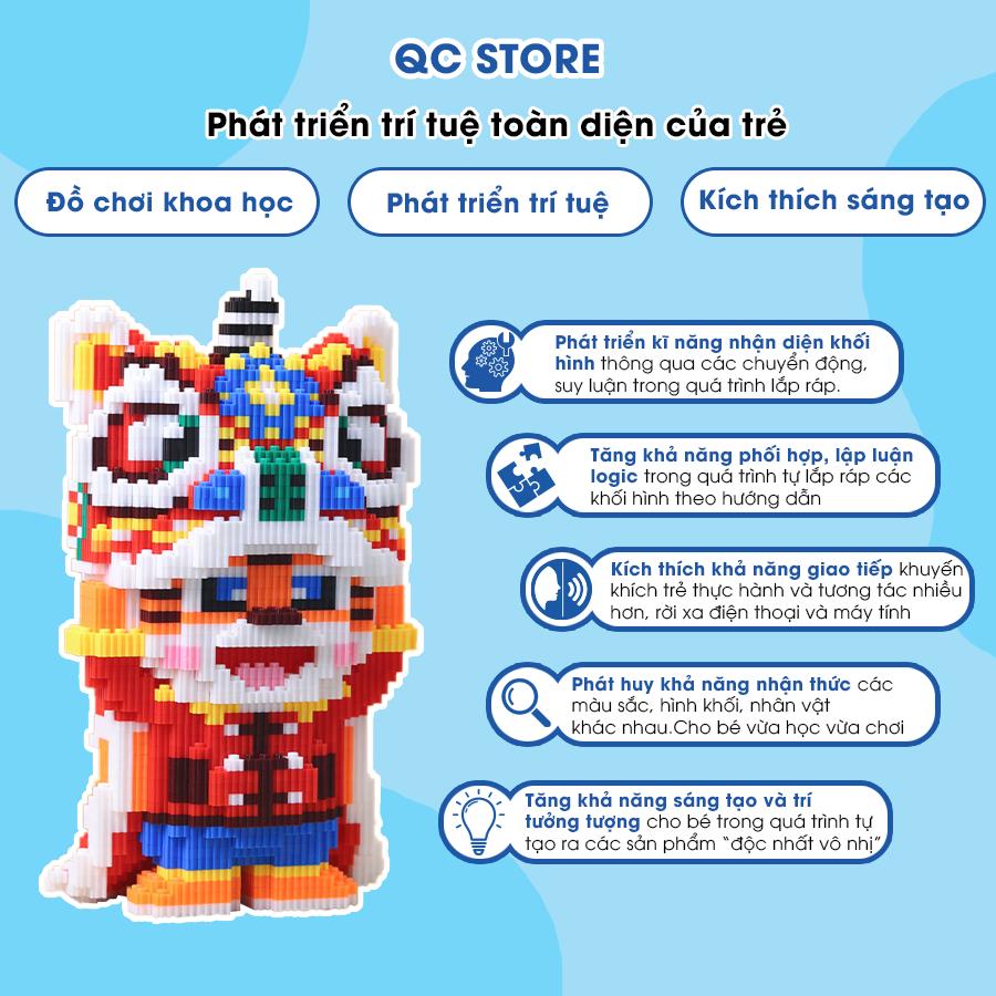 Đồ chơi lắp ráp tết thần tài hổ đầu lân 30 - 35cm hổ múa lân to đẹp QC Store-duoc-ban-tai-QC Store