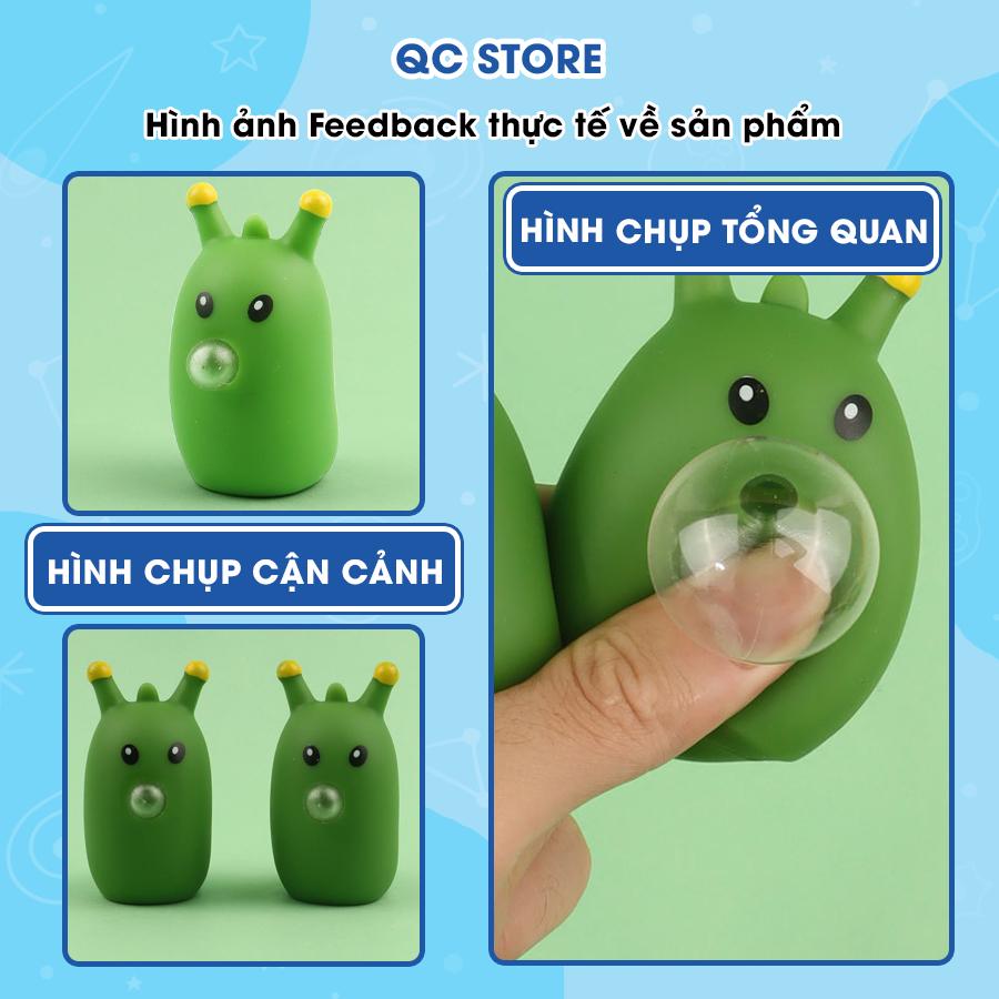 Đồ chơi Squishy Sâu bướm xanh bong bóng bóp xả stress siêu mềm cute đáng yêu QC Store-duoc-ban-tai-QC Store