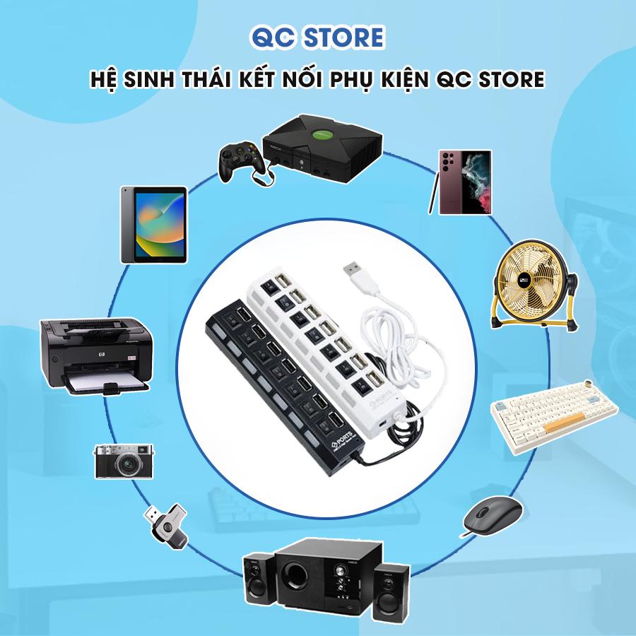 Hub USB chia cổng chuyển đổi 2.0 4 7in1/ 4in1 bộ chia USB có công tắc đèn LED máy tính laptop bàn phím chuột QC Store-duoc-ban-tai-QC Store