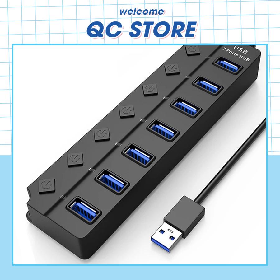 Bộ Chia 7 Cổng 4 cổng USB 3.0 2.0 Hub mở rộng cho máy tính tốc độ cao có công tắc LED QC Store-duoc-ban-tai-QC Store