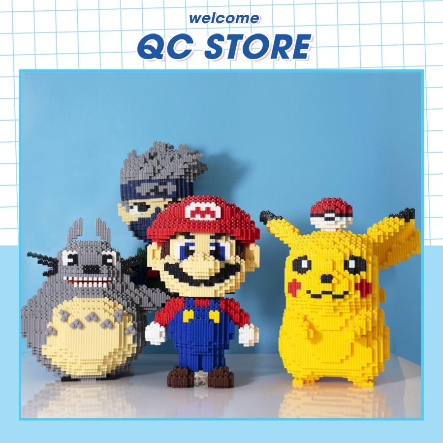 Đồ chơi xếp hình lắp ráp to bự cỡ lớn 35cm nhân vật anime Mario Totoro Pikachu Naruto thông minh cho bé QC Store MRB01-duoc-ban-tai-QC Store