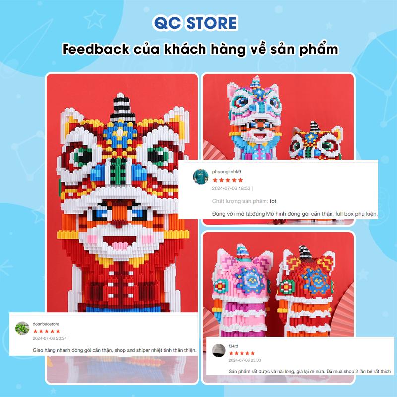 Đồ chơi lắp ráp tết thần tài hổ đầu lân 30 - 35cm hổ múa lân to đẹp QC Store-duoc-ban-tai-QC Store