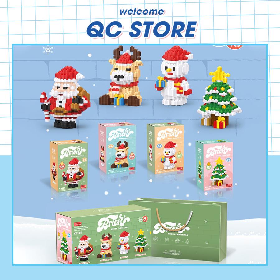 Set Quà Tặng Noel 4in1 Mô hình Lắp Ráp noel dễ thương Christmas Ông Già Noel Cây Thông Người Tuyết QC Store-duoc-ban-tai-QC Store